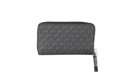 Michael Kors Jet Set Large Black Signature PVC Flat Multifunction Wrist Wallet